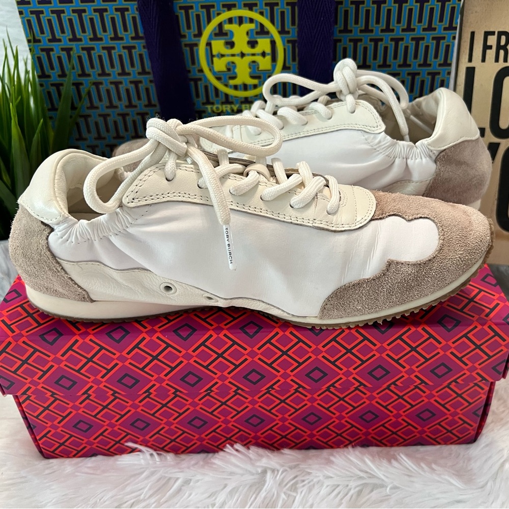 🎉HPx2🎉 Tory Burch Vintage Double T Trainer Sneakers - Picture 5 of 13